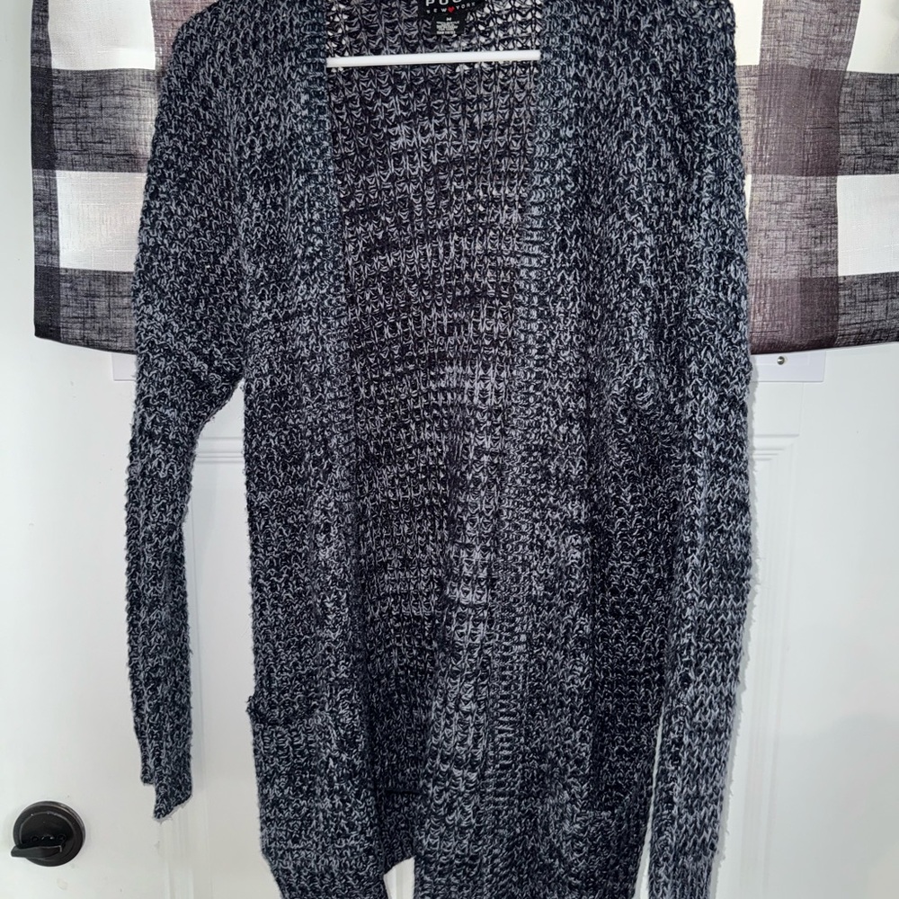 Cozy Navy and Gray Women's Sweater Cardigan